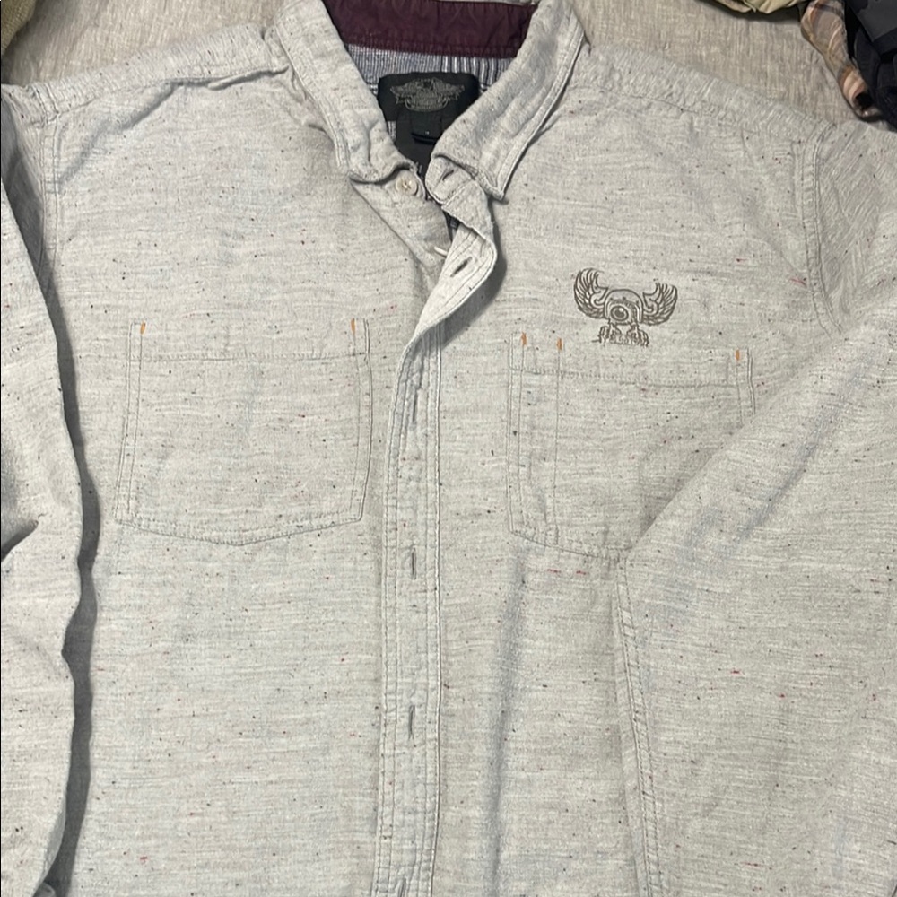 Harley-Davidson Gray Casual Button Down Shirt